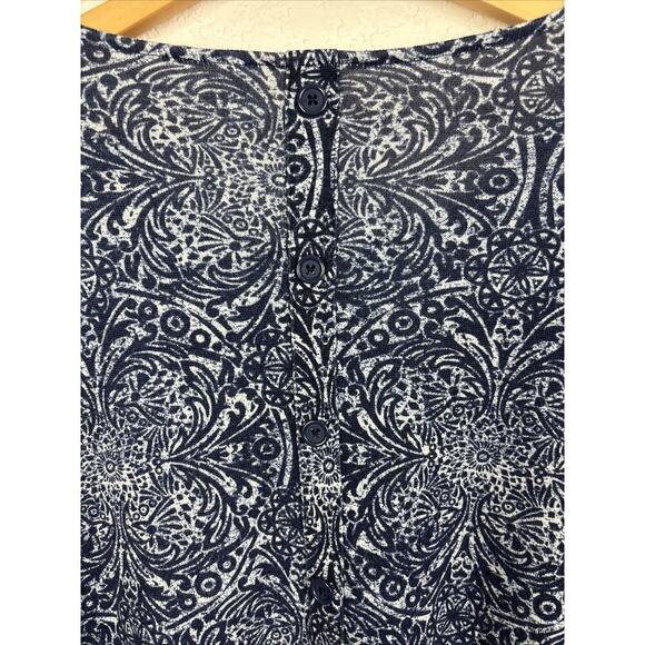 Chicos Medallion Button Back Women’s Tunic Dress Size 2/Size Medium Blue Boho - Picture 5 of 9